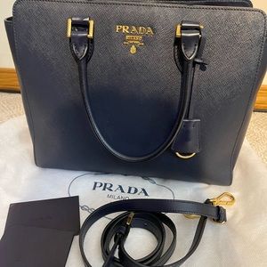 Prada Saffiano Soft Calfskin Tote Navy